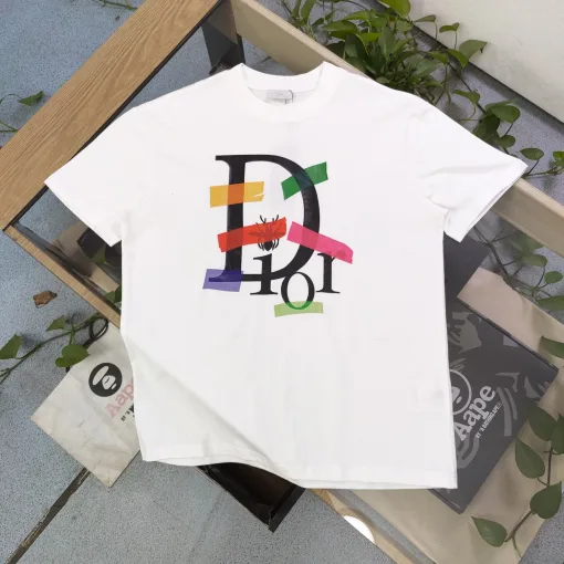 Hochwertiges Dior Kurzarm-Logo aus weißer Baumwolle, Luxus