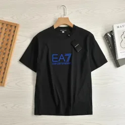 Premium Qualität Armani Kurzarm Schwarz Baumwolle Logo Luxus