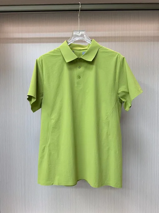 Premium Descente Kurzarmhemden Schwarze Seide Casual Kollektion