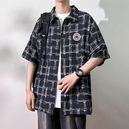 Hochwertige Converse Kurzarm Schwarz Plaid Luxus