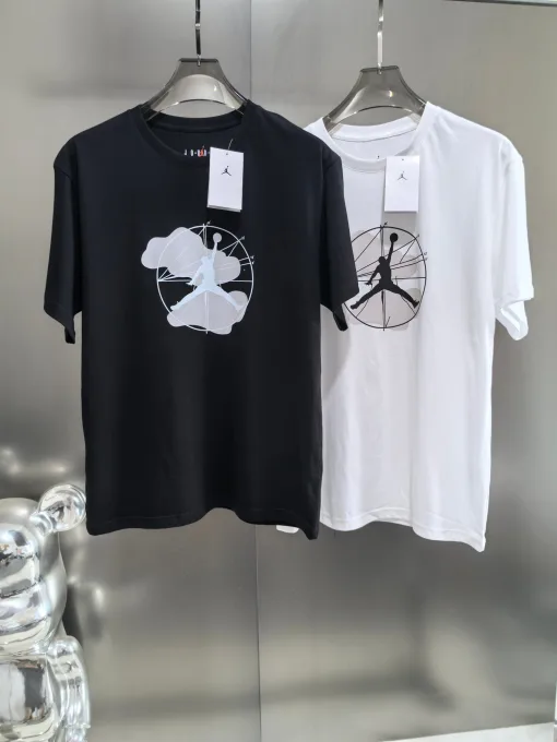 Hochwertiges Jordan T-Shirt Schwarz Baumwolle Logo Luxus