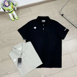 Bestseller Descente Poloshirt aus schwarzer Seide, atmungsaktive Kollektion