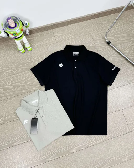 Bestseller Descente Poloshirt aus schwarzer Seide, atmungsaktive Kollektion