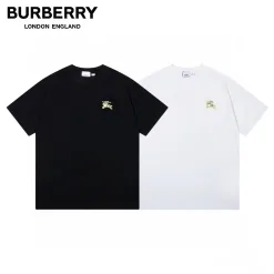 Premium Qualität Burberry Kurzarm Schwarz Baumwolle Logo Luxus