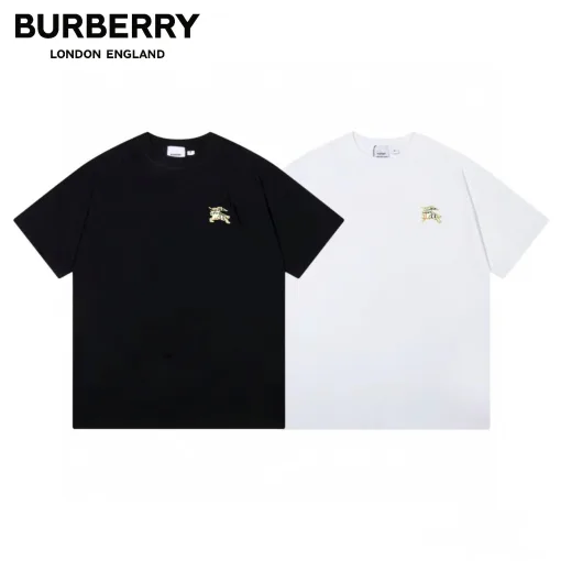Premium Qualität Burberry Kurzarm Schwarz Baumwolle Logo Luxus