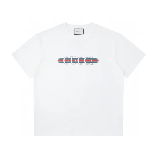Hochwertige Gucci Kurzarm-Kollektion aus weißer Baumwolle mit Logo