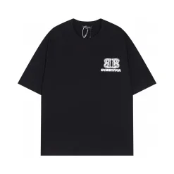Hochwertige Balenciaga Kurzarm-Logo-Kollektion aus schwarzer Baumwolle