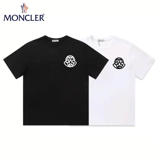 Luxus Moncler T-Shirt Schwarz Baumwolle Logo Kollektion