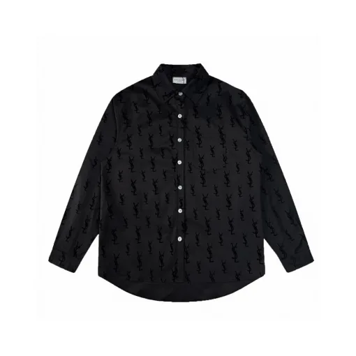 Hochwertiges Yves Saint Laurent Hemd Schwarz Print Kollektion