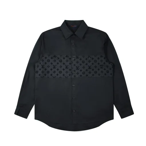 Bestseller Louis Vuitton Hemd Schwarzer Printstil