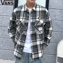 Hochwertige Vans Langarm-Baumwoll-Plaid-Kollektion