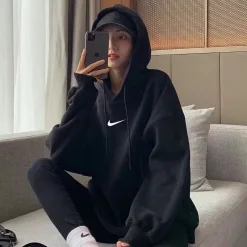Hochwertiger Nike Hoodie Grau Baumwolle Luxus