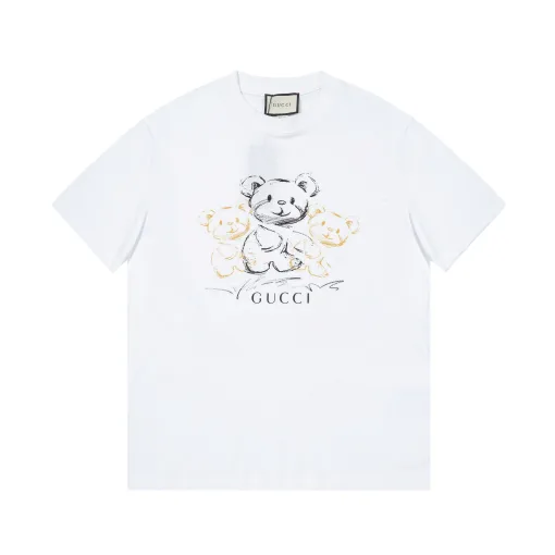 Bestseller Gucci Kurzarm Schwarz Baumwolle Print Luxus