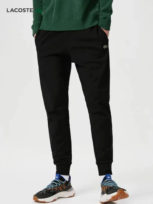 Luxuriöse Lacoste Jogginghose aus schwarzer Baumwolle, Casual Collection