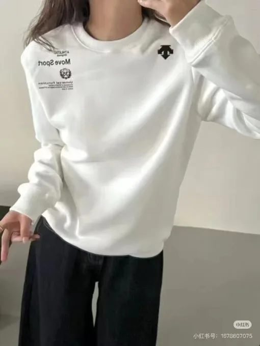 Hochwertige Descente Sweatshirts aus schwarzer Baumwolle, klassische Kollektion