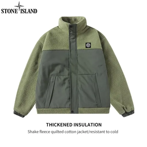 Premium Stone Island Jacke im grünen Fleece-Stil