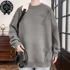 Hochwertige Chrome Hearts Pullover Gold Distressed Luxus