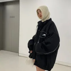 Hochwertige Balenciaga Mäntel aus schwarzer Baumwolle mit Logo-Kollektion