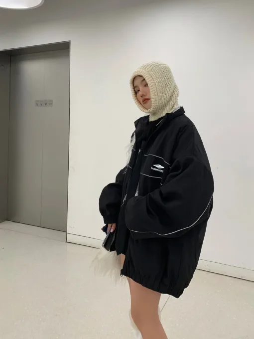 Hochwertige Balenciaga Mäntel aus schwarzer Baumwolle mit Logo-Kollektion