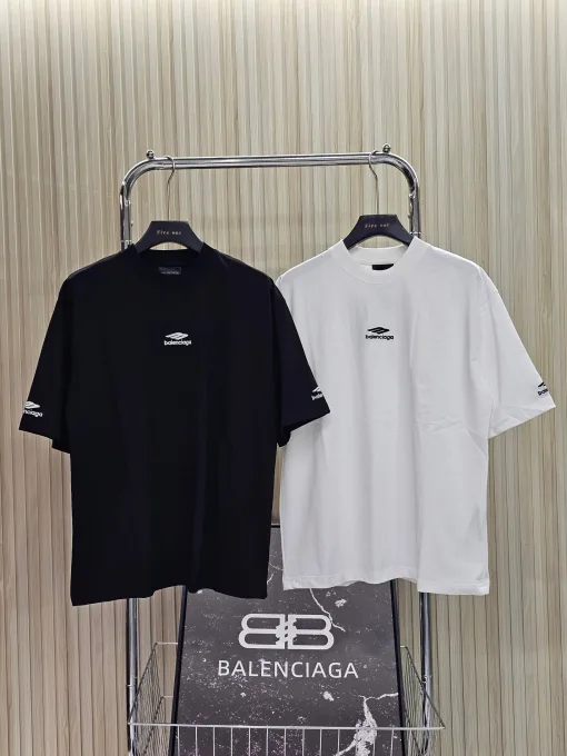 Luxus Balenciaga Kurzarm Schwarz Logo Luxus