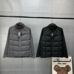 Premium Descente Daunenjacken Schwarz Fleece Casual Style