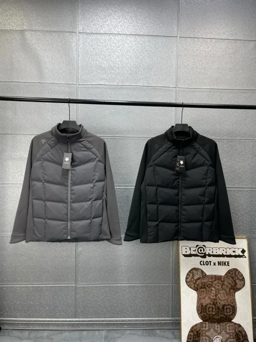 Premium Descente Daunenjacken Schwarz Fleece Casual Style