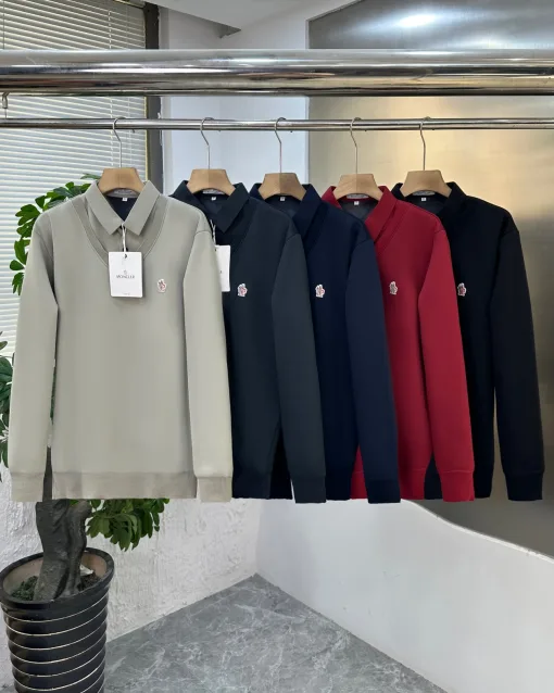 Bestseller Moncler Shirts Schwarz Fleece Logo Luxus