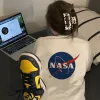 Luxus Nike Kurzarm Schwarz Baumwolle Print Luxus