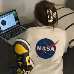 Luxus Nike Kurzarm Schwarz Baumwolle Print Luxus