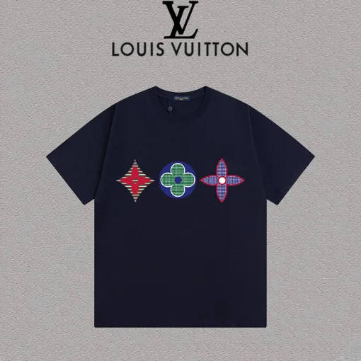 Premium Louis Vuitton Kurzarm-Baumwolle im Logo-Stil