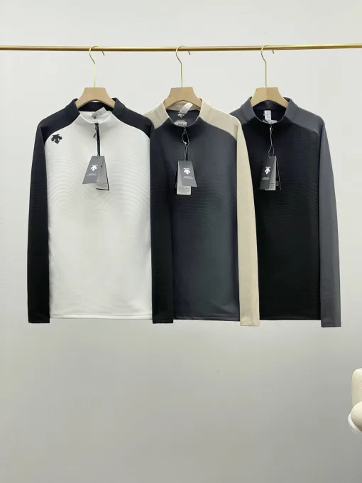 Premium Qualität Descente Langarm Schwarz Fleece Atmungsaktiv Luxus
