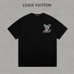 Hochwertiger Louis Vuitton Kurzarm-Stil aus schwarzer Baumwolle