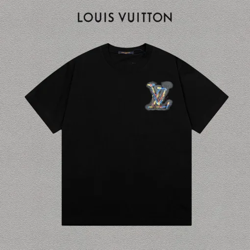 Hochwertiger Louis Vuitton Kurzarm-Stil aus schwarzer Baumwolle