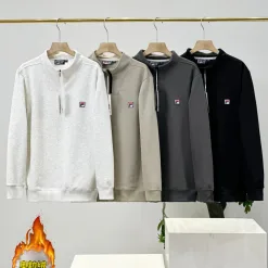 Hochwertige Fila Langarm-Fleece-Logo-Kollektion in Grau