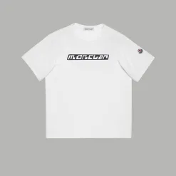 Premium Qualität Moncler Kurzarm Schwarz Baumwolle Print Luxus