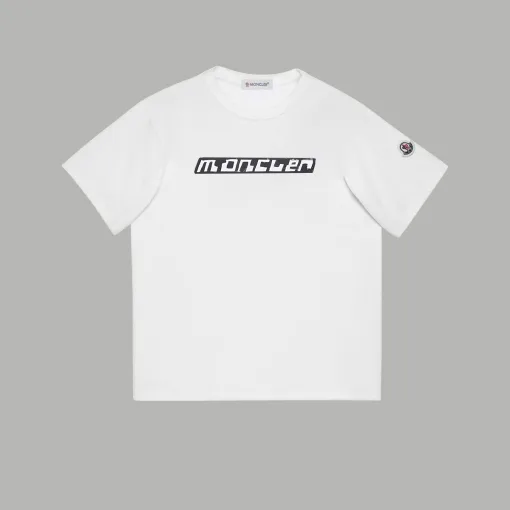 Premium Qualität Moncler Kurzarm Schwarz Baumwolle Print Luxus