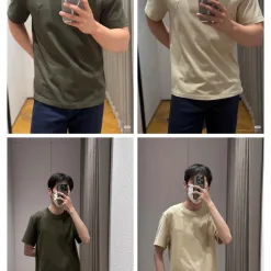 Premium Qualität Ami Kurzarm Olive Baumwolle Logo Stil