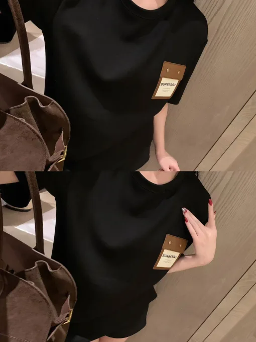 Bestseller: Burberry – Kurzarm-Lederjacke mit Stickerei