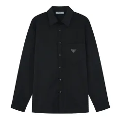 Premium Qualität Prada Langarm Schwarz Nylon Klassischer Luxus
