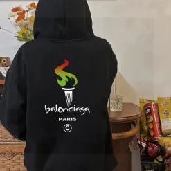 Meistverkaufte Balenciaga Sweatshirts Grau Fleece Stickerei Stil