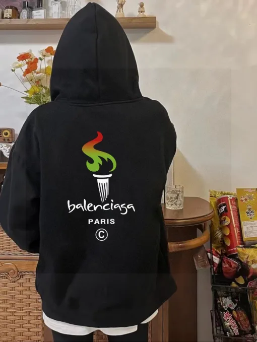 Meistverkaufte Balenciaga Sweatshirts Grau Fleece Stickerei Stil