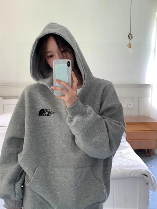 Hochwertige The North Face Sweatshirts Grau Fleece Logo Style