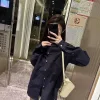 Premium Dior Langarm Navy Denim Monogramm Luxus