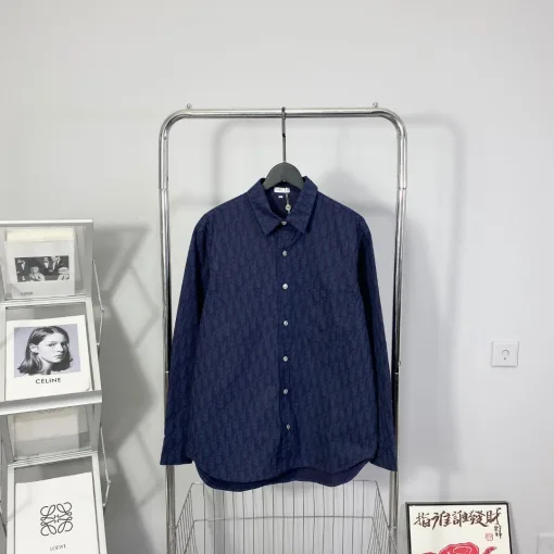 Hochwertige Dior Langarm-Monogramm-Kollektion aus Marineblau-Denim