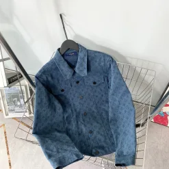 Hochwertige Louis Vuitton Mäntel Navy Denim Klassischer Stil