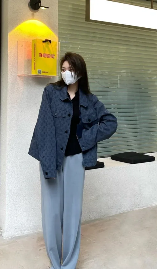 Hochwertige Louis Vuitton Mäntel Navy Denim Classic Collection