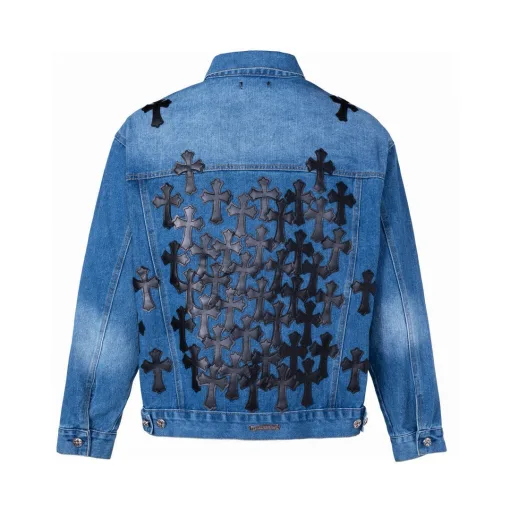 Hochwertige Chrome Hearts Jacken aus weißem Leder im Washed Style