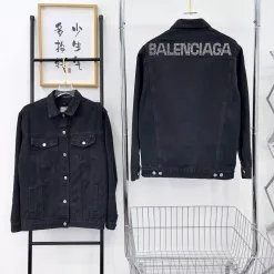 Premium Qualität Balenciaga Mäntel Schwarz Denim Strass Luxus