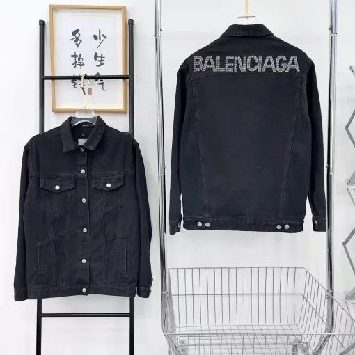 Premium Qualität Balenciaga Mäntel Schwarz Denim Strass Luxus