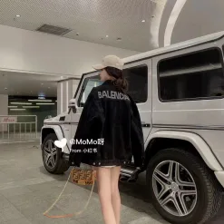 Hochwertige Balenciaga Mäntel Schwarz Denim Strass Stil